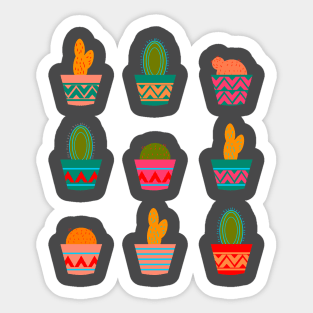 Neon potted cacti Sticker